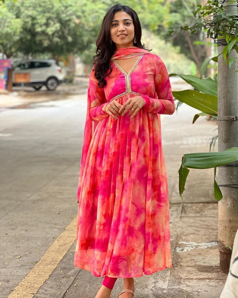 Hot Pink Anarkali Kurti with Dupatta  for Women| Girls |Ladies|
