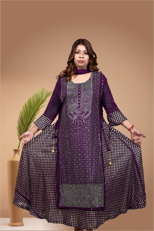 Elegant Double Layered Georgette Gown